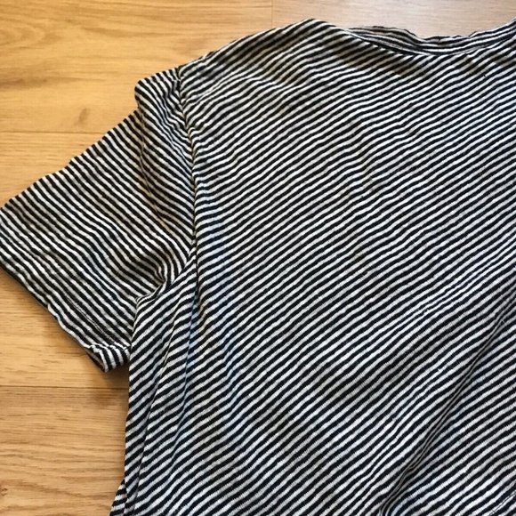 A.L.C. Striped Linen Open Back Tee Black White Size M - Picture 5 of 7